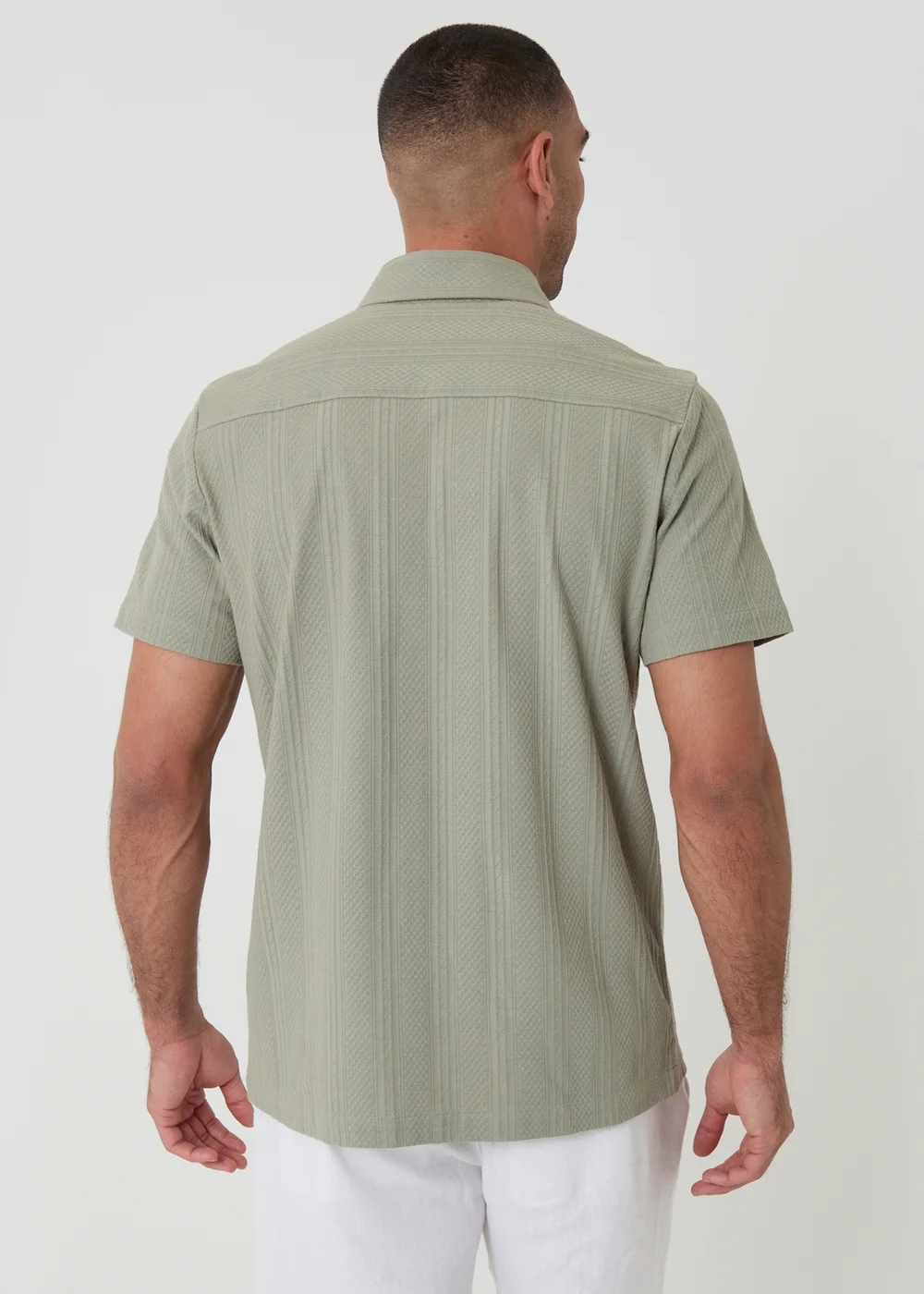 Threadbare Soft Green Knitted Cotton Blend Short Sleeve Shirt - 2XL Image 2