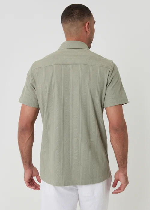 Threadbare Soft Green Knitted Cotton Blend Short Sleeve Shirt - 2XL Image 2