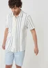 Threadbare Natural Stripe Plisse Rib Short Sleeve Shirt - 2XL Image 1