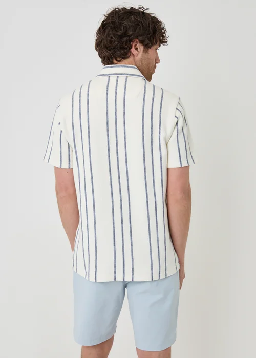 Threadbare Natural Stripe Plisse Rib Short Sleeve Shirt - 2XL Image 2