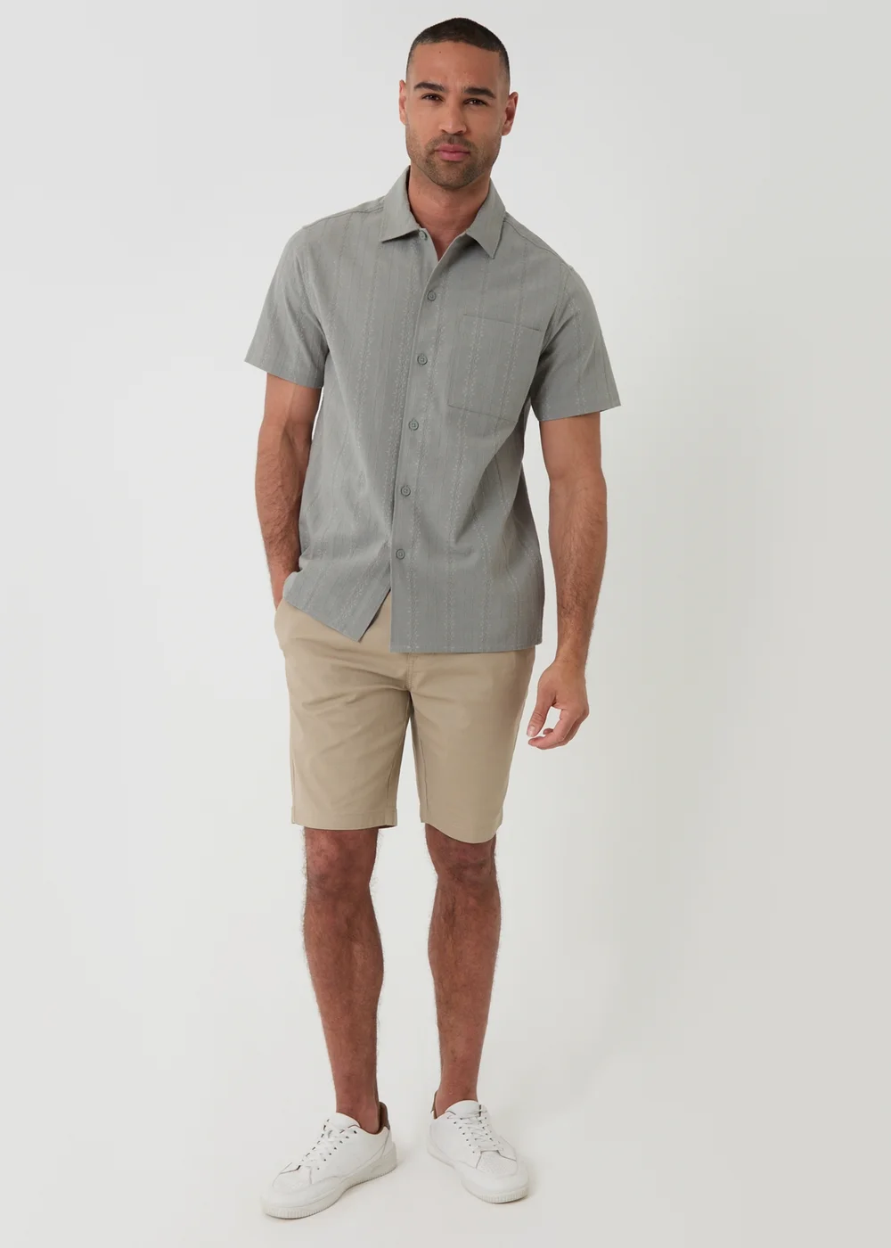 Threadbare Soft Green Textured Cotton Short Sleeve Shirt - 2XL Image 3