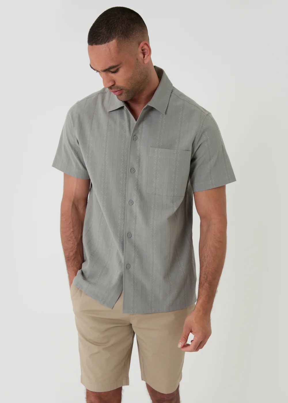 Threadbare Soft Green Textured Cotton Short Sleeve Shirt - 2XL Image 1