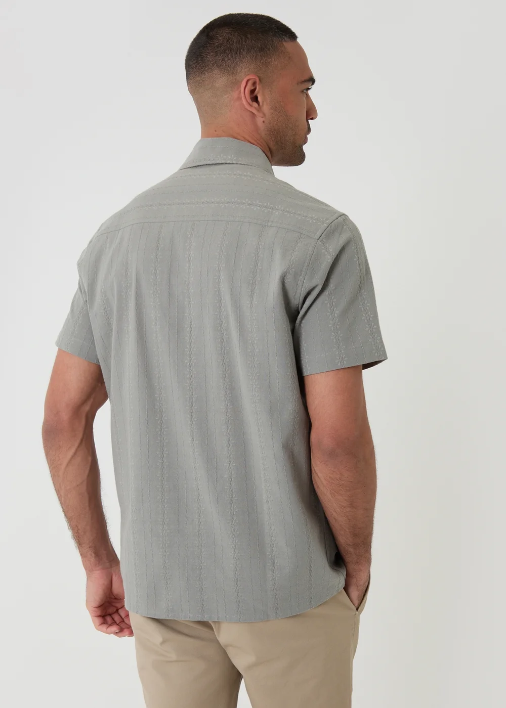Threadbare Soft Green Textured Cotton Short Sleeve Shirt - 2XL Image 2