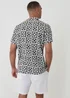 Threadbare Black Geometric Sun Print Short Sleeve Shirt - S Image 2