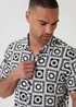Threadbare Black Geometric Sun Print Short Sleeve Shirt - S Image 4