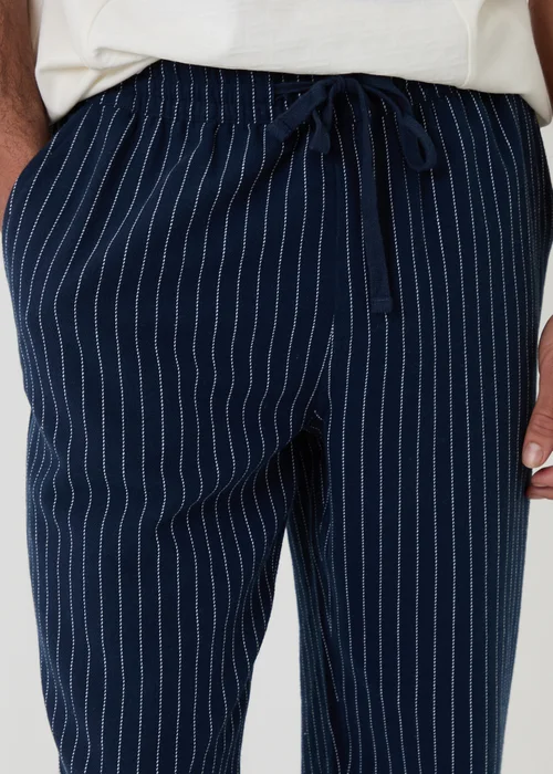 Threadbare Navy Stripe Straight Leg Cotton Trousers - 2XL Image 4