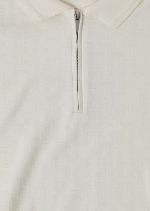 Threadbare Natural Textured Front Quarter Zip Polo Shirt - XL Image 5