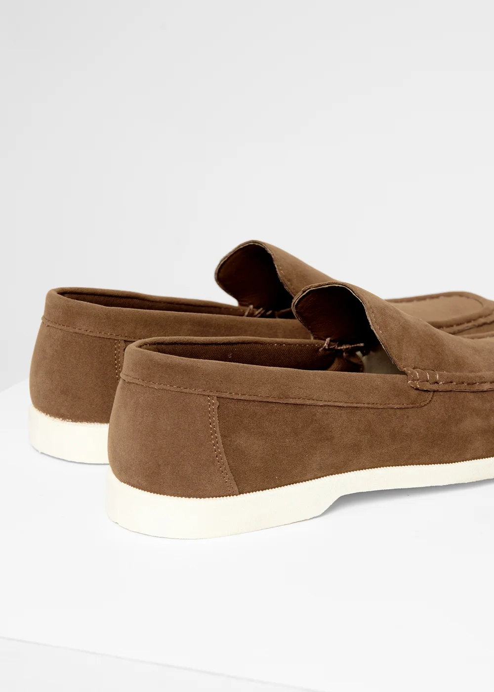 Threadbare Taupe Faux Suede Slip On Loafers - 11 Image 3