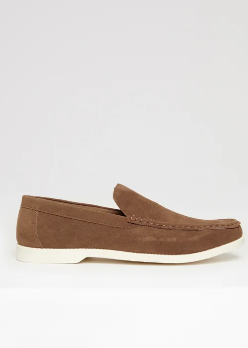 Threadbare Taupe Faux Suede Slip On Loafers - 11 Image 1