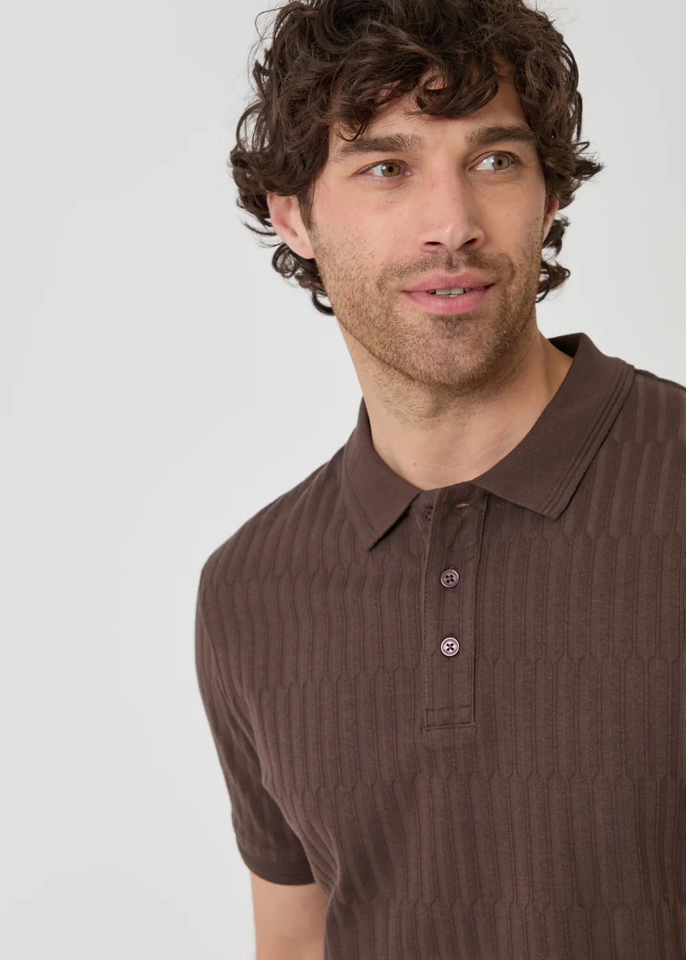 Threadbare Chocolate Textured Cotton Polo Shirt - 2XL Image 4