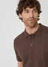 Threadbare Chocolate Textured Cotton Polo Shirt - 2XL Image 4