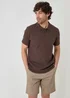 Threadbare Chocolate Textured Cotton Polo Shirt - 2XL Image 1