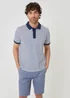 Threadbare Navy Popcorn Stripe Cotton Polo Shirt - S Image 1