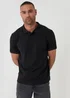 Threadbare Black Textured Cotton Polo Shirt - L Image 1