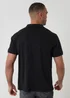 Threadbare Black Textured Cotton Polo Shirt - L Image 2
