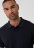 Threadbare Navy Textured Cotton Polo Shirt - 2XL Image 4