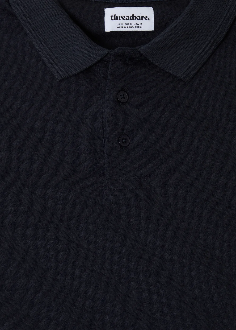 Threadbare Navy Textured Cotton Polo Shirt - 2XL Image 5