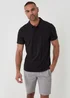 Threadbare Black Textured Cotton Polo Shirt - L Image 1