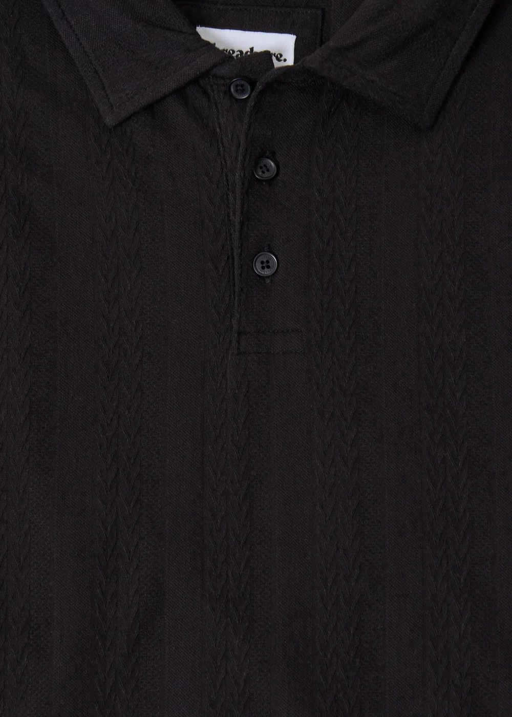 Threadbare Black Textured Cotton Polo Shirt - L Image 5