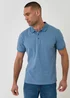 Threadbare Blue Textured Cotton Polo Shirt - L Image 1