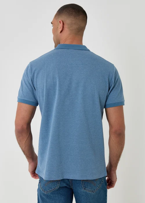 Threadbare Blue Textured Cotton Polo Shirt - L Image 2