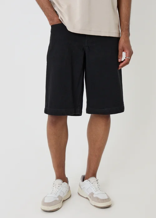Threadbare Black Baggy Fit Denim Shorts - 34/L32 Image 1
