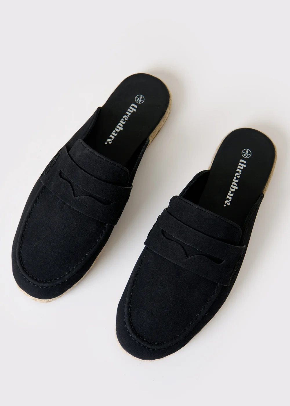 Threadbare Black Faux Suede Penny Loafer Sandals - 12 Image 2