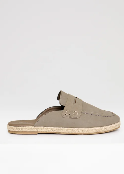 Threadbare Taupe Faux Suede Penny Loafer Sandals - 9 Image 1