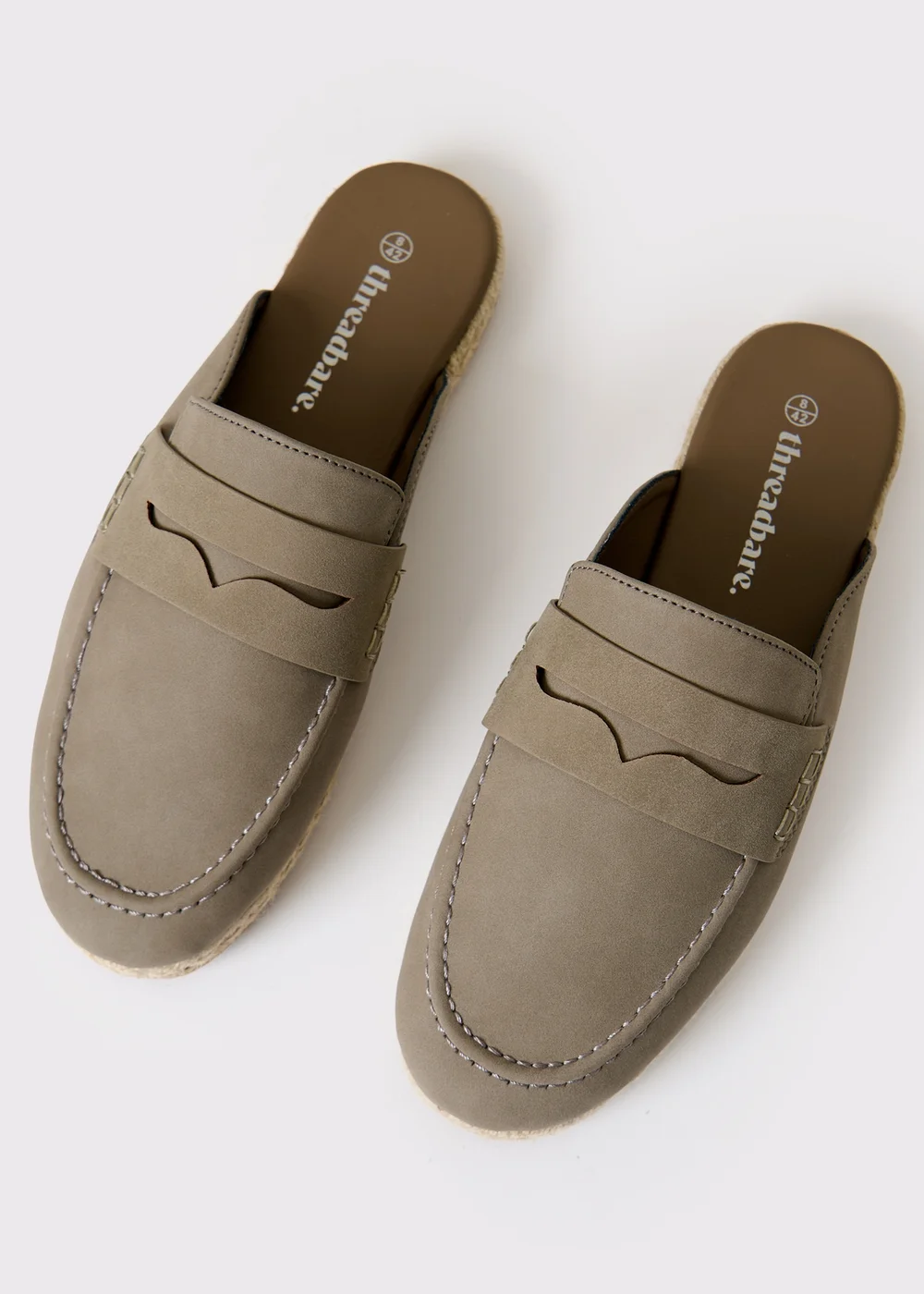 Threadbare Taupe Faux Suede Penny Loafer Sandals - 9 Image 2