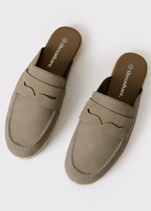 Threadbare Taupe Faux Suede Penny Loafer Sandals - 9 Image 2