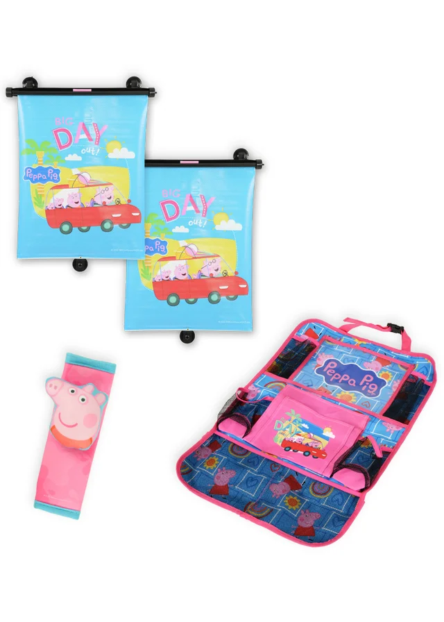 Peppa Pig Back Seat Essentials Roller Blinds Organiser & Seat Belt Cover