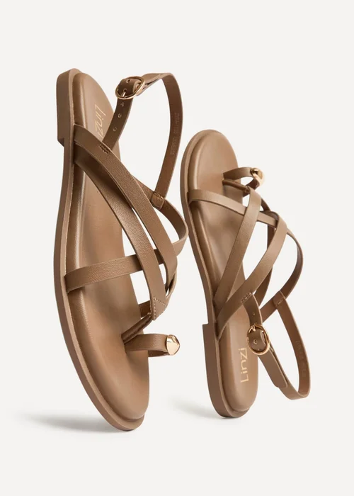 Linzi Zyra Mocha Toe Ring Flat Sandals - Size 4 Image 5