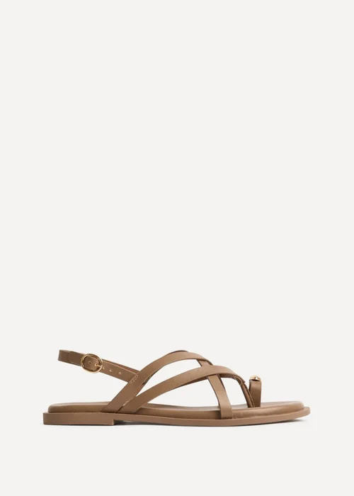 Linzi Zyra Mocha Toe Ring Flat Sandals - Size 4 Image 2