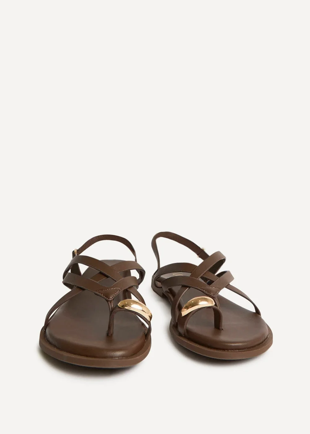Linzi Zyra Brown Toe Ring Flat Sandals - 4 Image 3