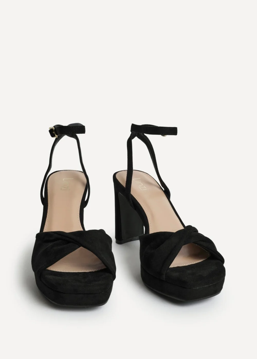 Linzi Mavie Black Platform Heeled Sandals - Size 5 Image 2