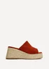 Linzi Espresso Rust Faux Suede Espadrille Mule Wedges - Size 7 Image 2