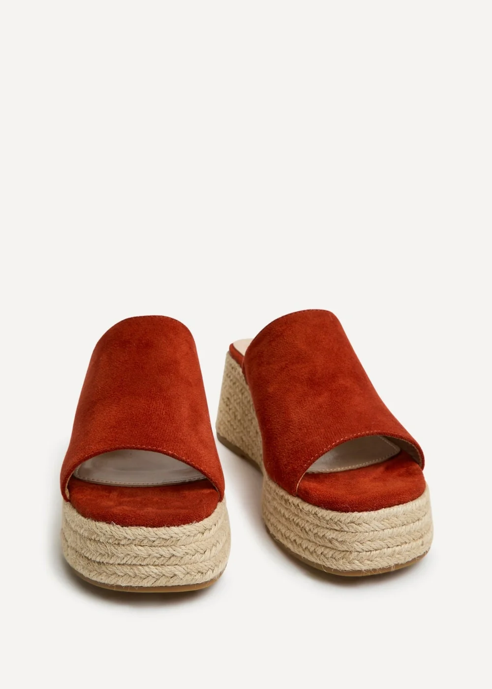Linzi Espresso Rust Faux Suede Espadrille Mule Wedges - Size 7 Image 3