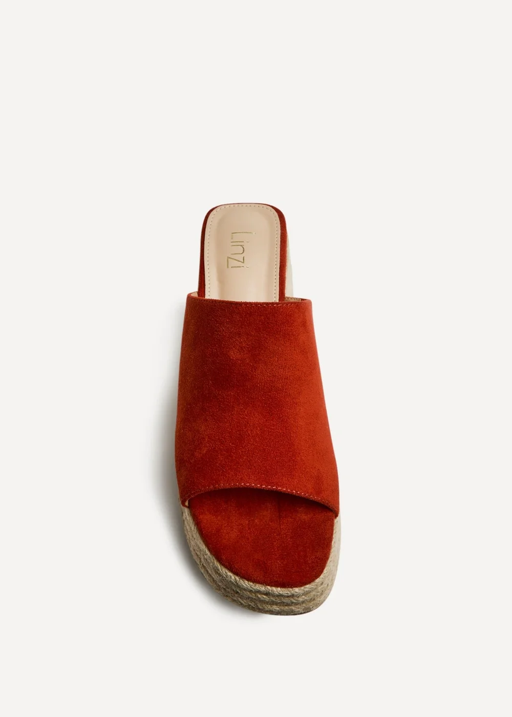 Linzi Espresso Rust Faux Suede Espadrille Mule Wedges - Size 7 Image 4