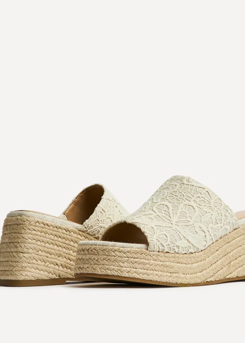 Linzi Espresso Ivory Espadrille Mule Wedges - Size 6 Image 5