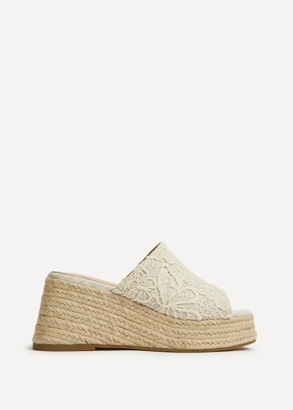 Linzi Espresso Ivory Espadrille Mule Wedges - Size 6 Image 2