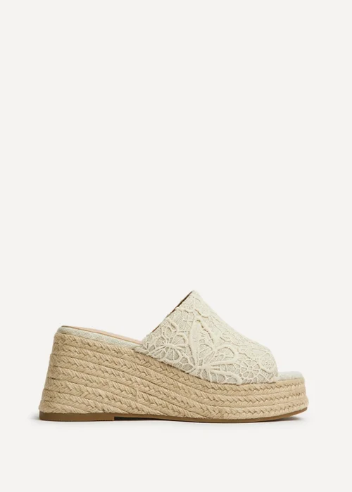 Linzi Espresso Ivory Espadrille Mule Wedges - Size 6 Image 2