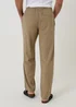 Threadbare Taupe Linen Blend Drawcord Trousers - M Image 2