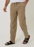 Threadbare Taupe Linen Blend Drawcord Trousers - M Image 1