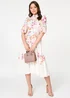Izabel London Cream Floral 3/4 Sleeve High Neck Midi Dress - 12 Image 1