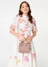 Izabel London Cream Floral 3/4 Sleeve High Neck Midi Dress - 12 Image 2