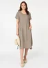 Izabel London Brown Short Sleeve Oversized Midi Shift Dress - 8 Image 1