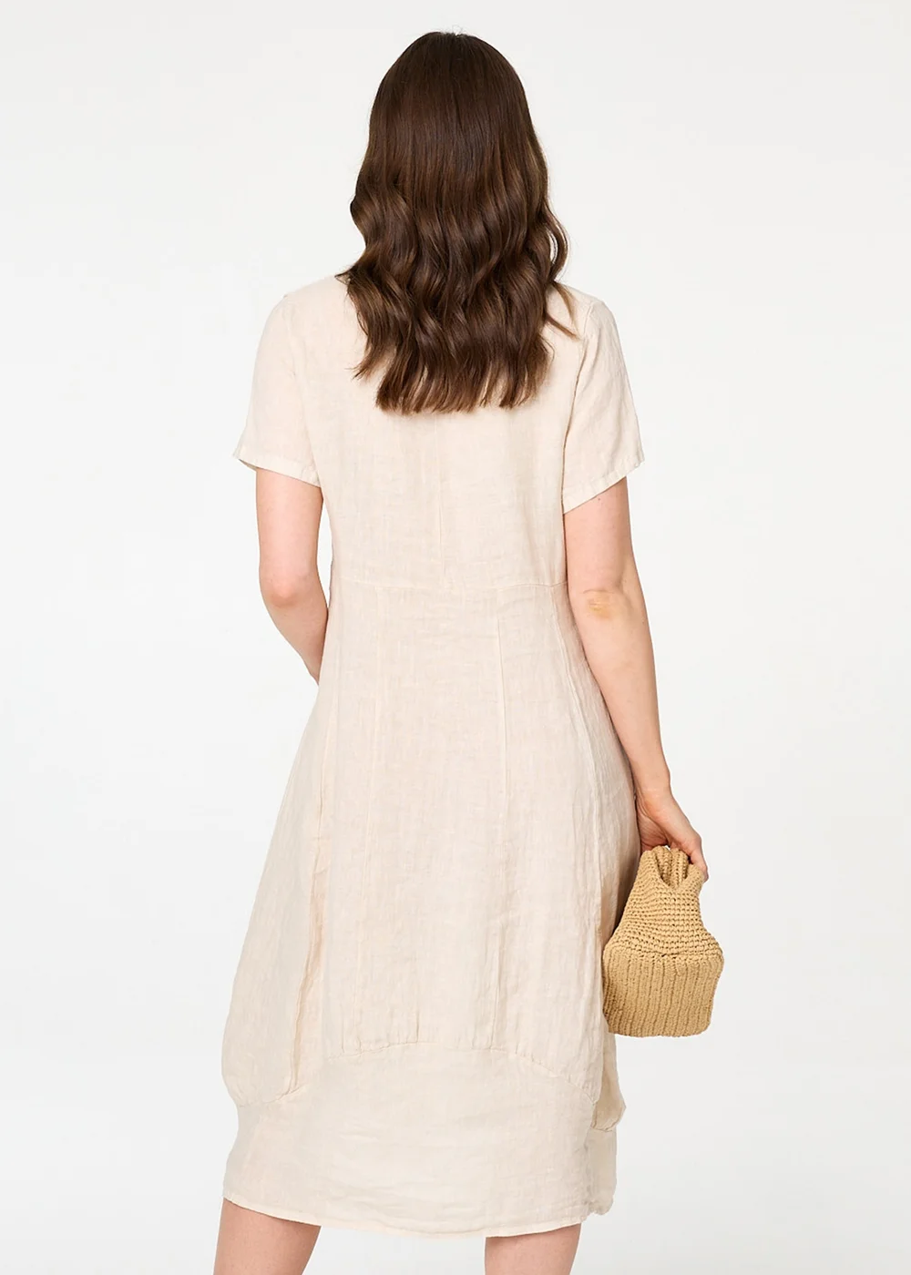Izabel London Beige Short Sleeve Oversized Midi Shift Dress - 12 Image 3