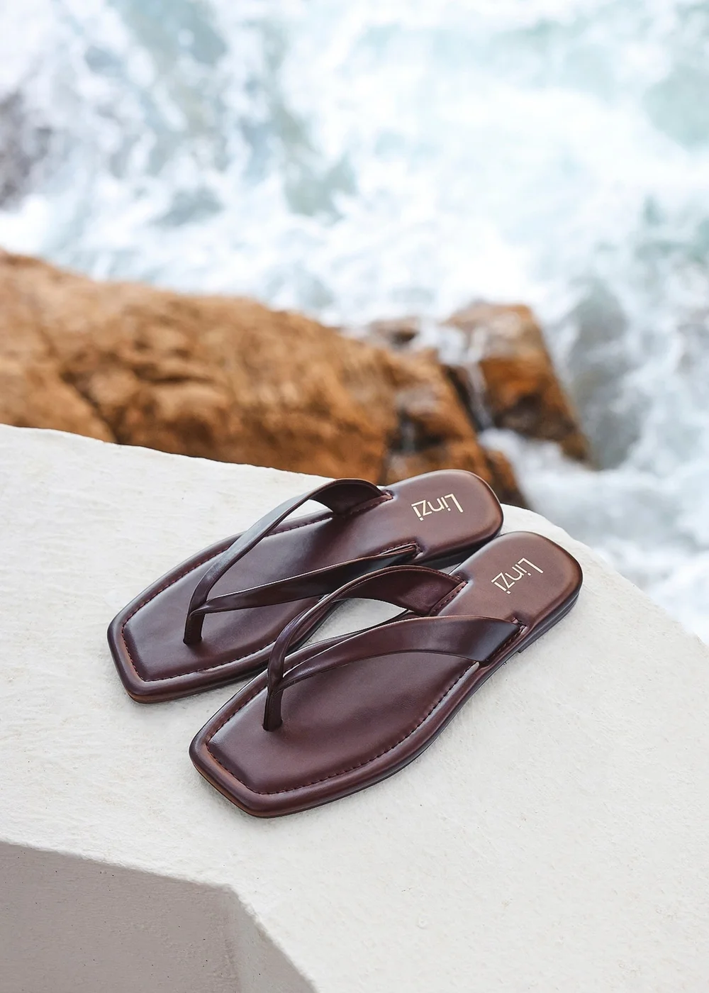 Linzi Element Burgundy Toe Post Flat Sandals - 4 Image 6