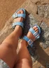 Linzi Kelsie Blue Double Buckle Sandals - Size 4 Image 1
