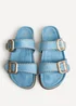 Linzi Kelsie Blue Double Buckle Sandals - Size 4 Image 5